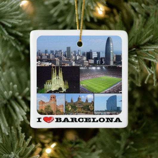 zES022 is verliefd op BARCELONA, Spanje, Europa, k Keramisch Ornament (Boom)