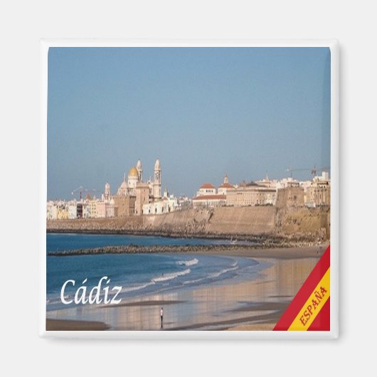 zES028 CADIZ panorama Spanje, Fridge Magneet (Voorkant)