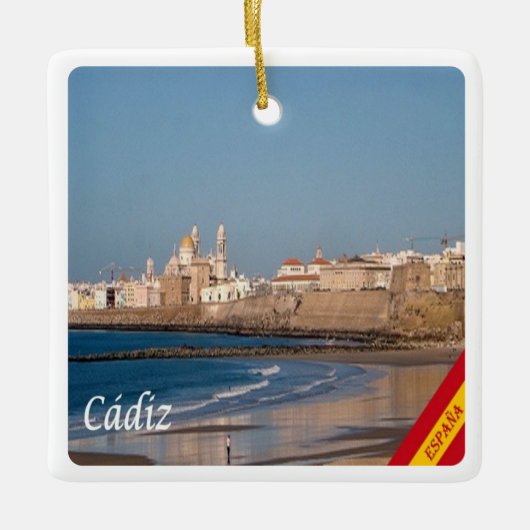 zES028 CADIZ panorama Spanje, Keramisch Ornament (Voorkant)