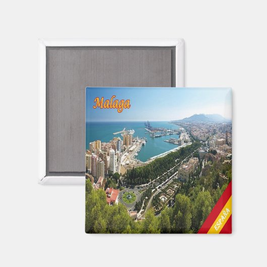 zES032 panorama van MALAGA, Spanje, Europa, Fridge Magneet (Voorkant / Achterkant)