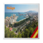 zES032 panorama van MALAGA, Spanje, Europa, Tegeltje (Voorkant)