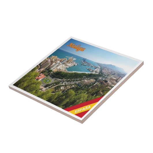 zES032 panorama van MALAGA, Spanje, Europa, Tegeltje (Zijkant)