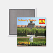 zES039 BARCELONA, Spanje Square, Fridge Magneet (Voorkant / Achterkant)