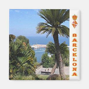 zES044 BARCELONA Panorama Spanje, Fridge Magneet