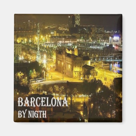 zES049 BARCELONA van Night, Fridge Magneet (Voorkant)