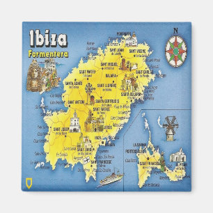zES052 EIVISSA-kaart, Spanje, Fridge Magneet