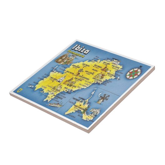 zES052 EIVISSA kaart, Spanje, Tegeltje (Zijkant)