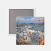 zES054 EIVISSA Old Town Harbour, Spanje, Fridge Magneet (Voorkant / Achterkant)