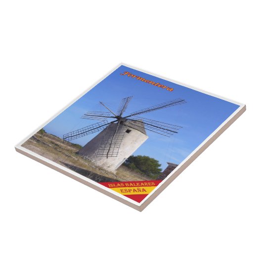 zES062 FORMENTERA WINDMIL, Balearen, Spanje Tegeltje (Zijkant)