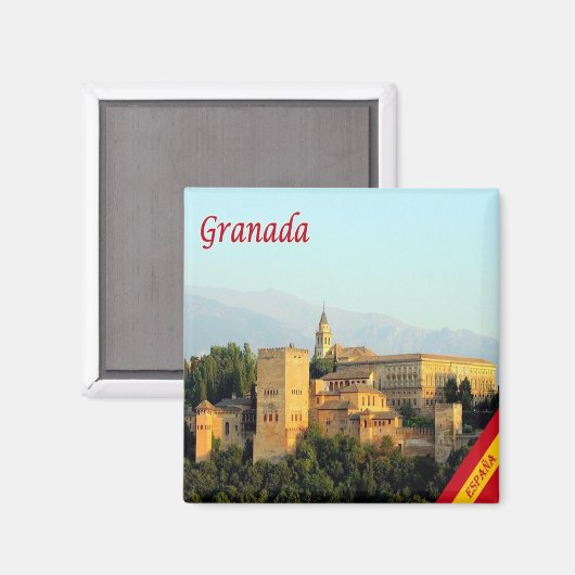 zES072 GRANADA panorama Spanje, Fridge Magneet (Voorkant / Achterkant)