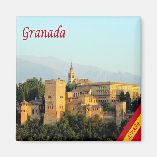 zES072 GRANADA panorama Spanje, Fridge Magneet (Voorkant)