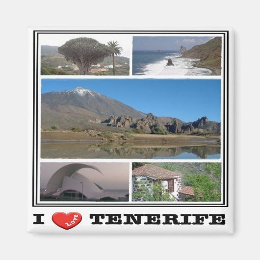 zES143 TENERIFE "I Love", Canarische Eilanden, Fri Magneet (Voorkant)