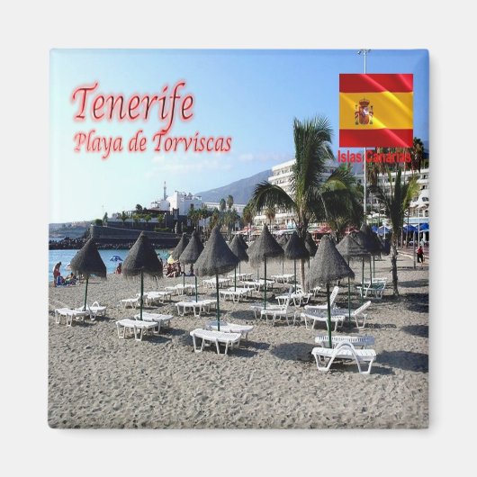 zES147 TENERIFE Torviscas Beach, Canaries, Fridge Magneet (Voorkant)