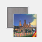 zES150 ZARAGOZA panorama, Spanje, Fridge Magneet (Voorkant / Achterkant)