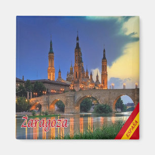 zES150 ZARAGOZA panorama, Spanje, Fridge Magneet