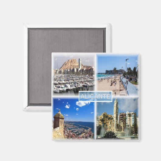 zES154 ALICANTE Postiguet strand Explanad, Fridge Magneet (Voorkant / Achterkant)