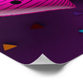 Zes 3D harten op paarse achtergrond Poster (Hoek)