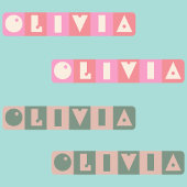 Zes 6 letter meisjesnaam rechthoekig ijzer Patch Labels