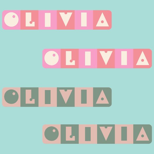 Zes 6 letter meisjesnaam rechthoekig ijzer Patch Labels