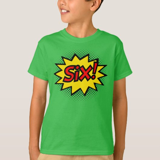 ZES! 6e verjaardag Gift Superheld Logo T-Shirt (Voorkant)