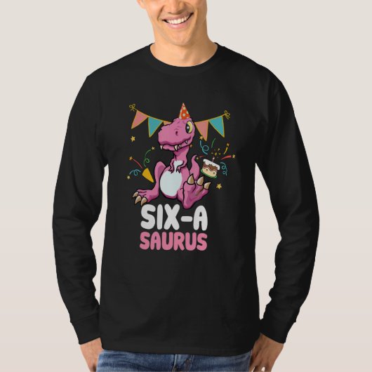 Zes A Saurus Dinosaur Cute Kiddo Rex T-shirt (Voorkant)