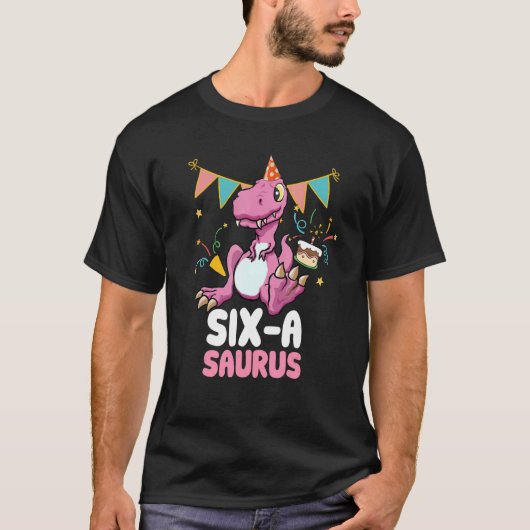 Zes A Saurus Dinosaur Cute Kiddo Rex T-shirt (Voorkant)