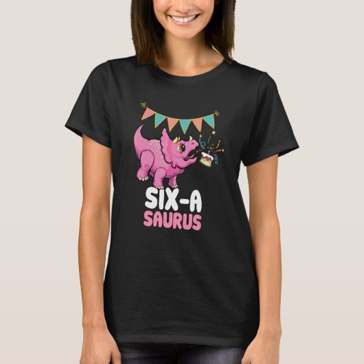 Zes A Saurus Dinosaur Cute Kiddo Triceratops T-shirt (Voorkant)
