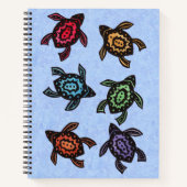 Zes Abstracte schildpadden felgekleurde schelpen b Notitieboek (Voorkant)