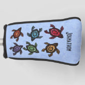 Zes Abstracte zwarte schildpadden Kleurrijke gemar Golfheadcover (Voorkant)