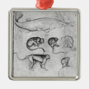 Zes apen en een Sturgeon Metalen Ornament