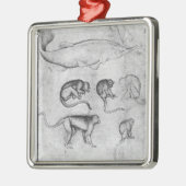 Zes apen en een Sturgeon Metalen Ornament (Links)