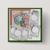 Zes basischakra-vellen vierkante button 5,1 cm (Voorkant)