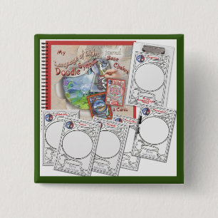 Zes basischakra-vellen vierkante button 5,1 cm