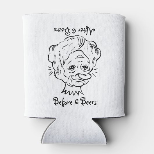 Zes bieren voor en na blikjeskoeler (Achterkant)