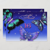 ZES BIRTHDAY-INVITATIES - BUTTERFLIES KAART (Voorkant / Achterkant)