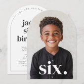 Zes boogfoto 6e verjaardag kaart (Voorkant / Achterkant)