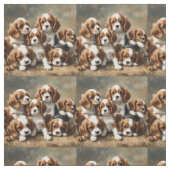 zes Cavalier Spaniel Puppies, Stof (Swatch)