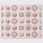 Zes Chocolade Truffels in een herhaald ontwerp Cadeaupapier (Vlak)