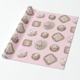 Zes Chocolade Truffels in een herhaald ontwerp Cadeaupapier