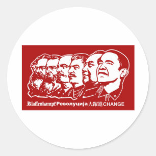 Zes communisten ronde sticker