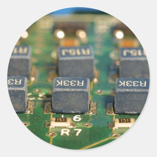 Zes computers chips circuits ronde sticker (Voorkant)