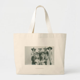 Zes cowmeisjes in petten en sashes. grote tote bag