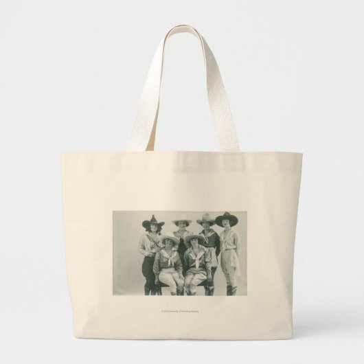 Zes cowmeisjes in petten en sashes. grote tote bag (Voorkant)