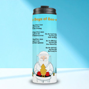 Zes dagen Kerstmis prettig kerstfeest aan een gewe Thermosbeker