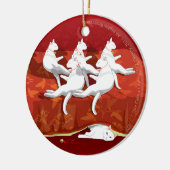 Zes Eierende Katten... Kerstboom Keramisch Ornament (Links)