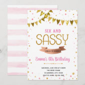 Zes en chic verjaardagsthema kaart (Voorkant / Achterkant)