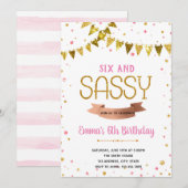 Zes en ondeugend verjaardagsthema kaart (Voorkant / Achterkant)