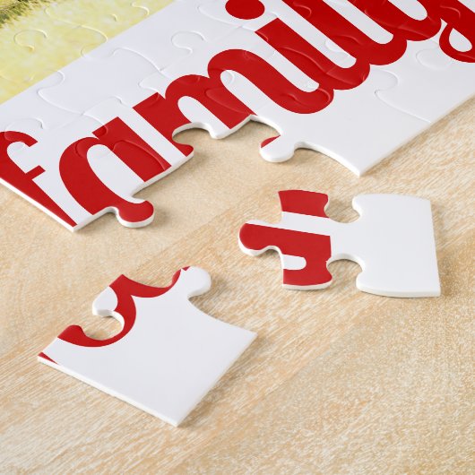 Zes familiefoto's en familienaam fotocollage legpuzzel (Zijkant)