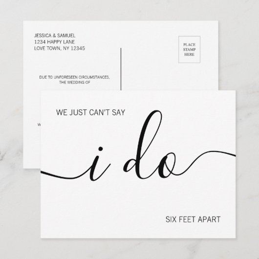 Zes feesten sociale disanciering sparen de Datum Aankondigingskaart (Voorkant / Achterkant)