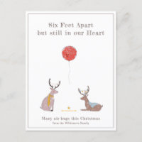 Zes feet Apart Cute Fun Deer Quarantine Kerstmis